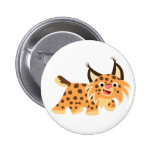 Cute Facetious Cartoon Bobcat Button Badge buttons