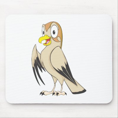 Cute Falcon Bird Brown Cartoon Shirt Mouse Pads by graphicdesigner