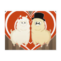 Cute Fancy Alpaca Couple with Postcards