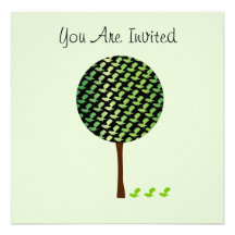 Cute Fantail Bird & Tree Customizeable Card Personalized Invitations