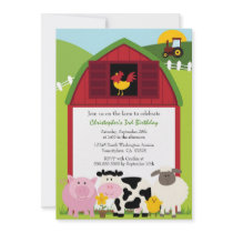 Cute farm animals barn birthday party invitation