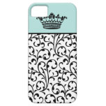 Cute Fashion Crown and Swirls iPhone Cover Aqua iPhone 5 Case