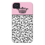 Cute Fashion Crown & Swirls iPhone Cover Pink iPhone 4 Cover