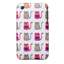 Cute Fat Kitty Cats in Pink Melon Blue Unique Gift iPhone 3 Case