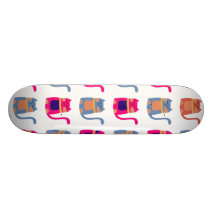 Cute Fat Kitty Cats in Pink Melon Blue Unique Gift Skate Boards