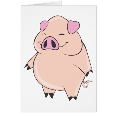 Cute Fat Pig Greeting Card by graphicdesigner