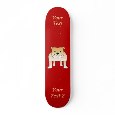 Cute Fawn Bulldog Cartoon Skateboard Deck by Animal_Art_By_Ali