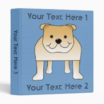 Cute Fawn Bulldog Cartoon Vinyl Binders