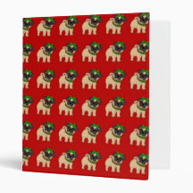 Cute Fawn Pug Christmas Binder