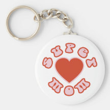 Cute Feminine & Girly Moms : Super Mom + Heart Key Chain