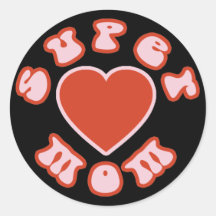 Cute Feminine & Girly Moms : Super Mom + Heart Sticker