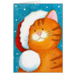 Cute Festive Orange Tabby Cat Christmas Card