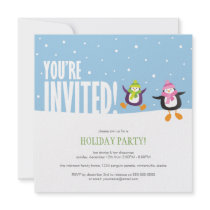 Cute Festive Penguin | Holiday Party Invitation
