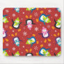Cute Festive Penguins and Snowflakes Mousepads