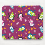 Cute Festive Penguins and Snowflakes Mousepads