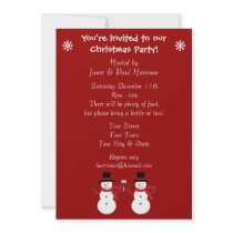 Cute Festive Snowmen Christmas Party Invitations