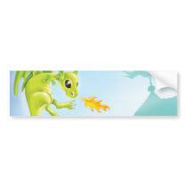 cute fiery dragon and castle scene bumper stickers