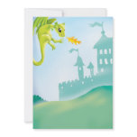 cute fiery dragon and castle scene personalized invitations