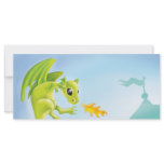 cute fiery dragon and castle scene rack card template
