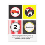 Cute Fire Truck Cupcake Toppers