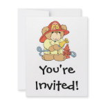 Cute Fireman Firefighter Bear Personalized Invite