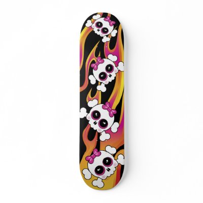 Cute Flaming Skulls Skateboard Decks by dlreyes41