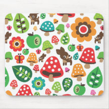 Cute flower deer mushroom pattern mouse pad