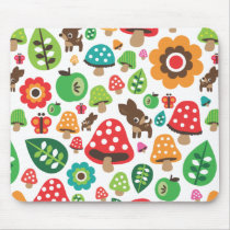 Cute flower deer mushroom pattern mouse pad