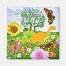 Cute Flower Dinosaur Spring Fridge Magnet
