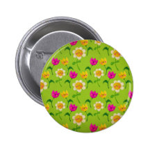Cute Flower Meadow Pattern Button