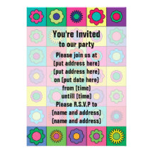 Cute Flower Pattern Custom Invitations