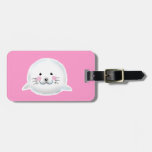 Cute fluffy baby seal luggage tags