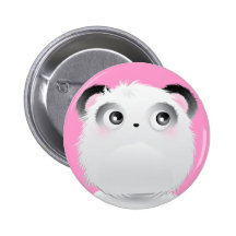 Cute Fluffy Furry White Cartoon Panda Buttons