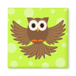 Cute Flying Night Owl Cartoon Magnet