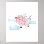 cute flying pig posters