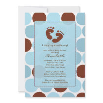 Cute Footprint Boy Baby Shower Invitation