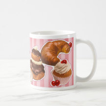 Cute french pastry coffee mugs