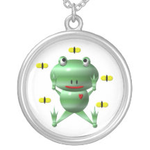 Cute frog and flies! pendant