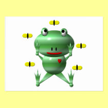 Cute frog and flies! postcards