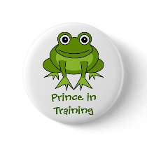 Cute Frog Cartoon - Prince in Training Pins