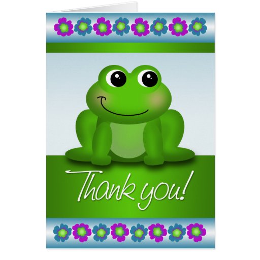 Cute Frog Colourful Floral Thank You Note Card