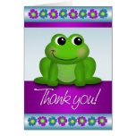 Cute Frog Colourful Floral Thank You Note Card