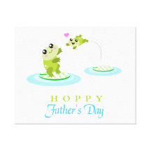 Cute Frog Hoppy Happy Father's Day Canvas Prints