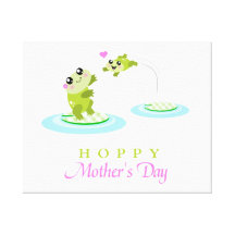 Cute Frog Hoppy Happy Mother's Day Canvas Prints