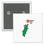 cute frog shooting basket pinback buttons