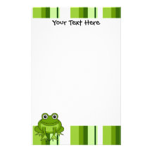 Cute Frog Striped Stationery