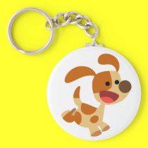 Cute Frolicking Cartoon Dog  Keychain