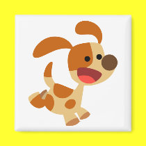 Cute Frolicking Cartoon Dog  Magnet
