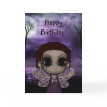 Cute Fun Gothic Fairy Happy Birthday 2 Cards