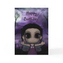 Cute Fun Gothic Fairy Happy Birthday 3 Cards